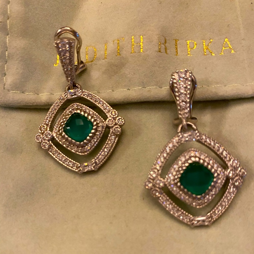 Judith Ripkta earrings green goddess clip